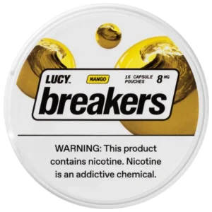 Lucy Breakers Mango 8mg nicotine pouches with the flavor of sweet mango nectar.