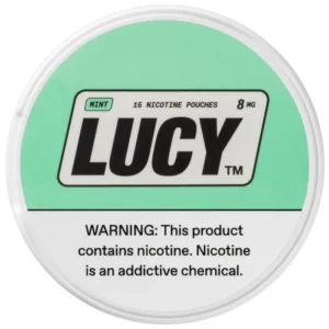 Lucy Mint 8mg nicotine pouches with a cool mint flavor.